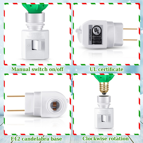 3 Pieces Christmas Bubble Lights, Traditional Vintage Night Lights with E12 Candelabra Base, Colorful Fluid Christmas Lights with Swivel Plug in Base