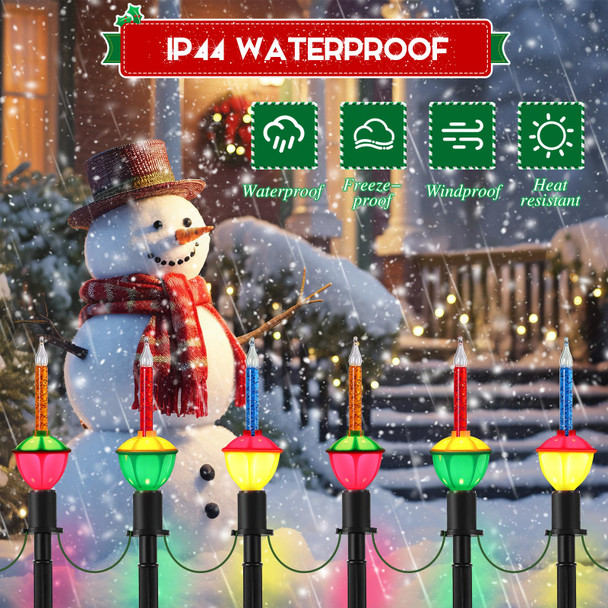 Sumind 1 Set 18 FT Christmas Pathway Lights Outdoor, 10 Bubble Candle Christmas Lights IP44 Waterproof, Glitter Bubble Lights with Stakes for Outdoor Driveway Sidewalk Yard Patio Decoration