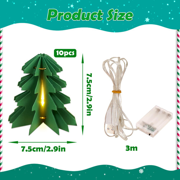 SUNBEAUTY 10 PCS Christmas Lights Mini Christmas Tree String Lights Christmas Tree Ornaments Waterproof Indoor Outdoor Twinkle Christmas Lights for Bedroom Patio Room Garden Home