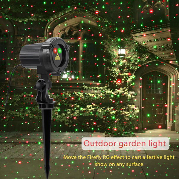 Laser Christmas Projector Lights Outdoor, Outdoor Garden Laser Lights, Landscape Lights with Red and Green Stars, IP65 Waterproof,Cold Resistant. Suitable for Holiday, Party, Garden Decorati