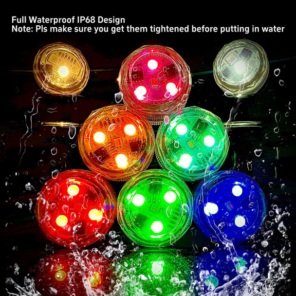 Mini Submersible LED Lights,Small Waterproof LED Tea Lights Candle with Remote Battery led Operated,RGB Color Changing for Vase Home Party Wedding Table Centerpieces Fountain Halloween Lantern