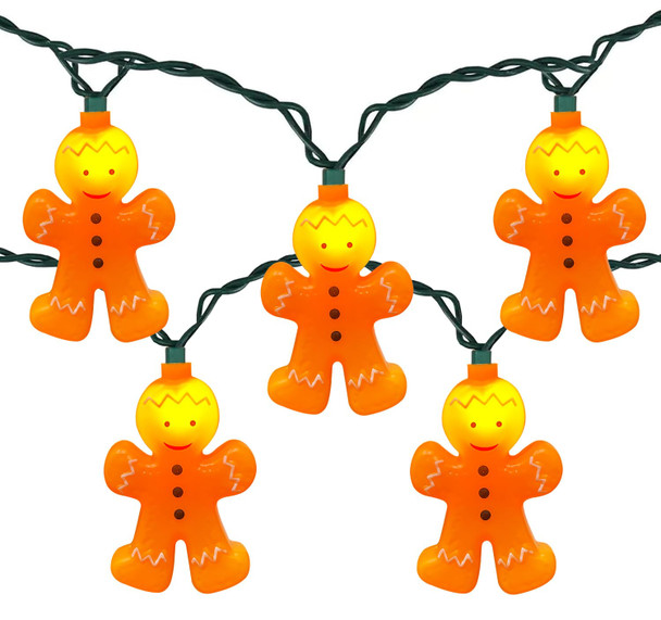 SUNSGNE 8.5FT Christmas Gingerbread Man String Lights, Decorative Indoor Fairy String Lights with 10 Gingerbread Man, Connectable Light String for Home Party Holiday Xmas Decor - Green Wire