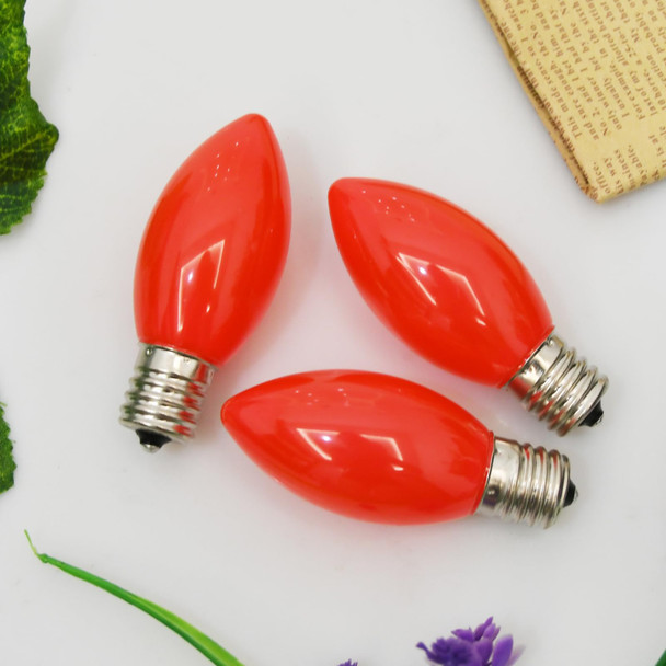 SUNSGNE C9 LED Replacement Red Vintage Christmas Light Bulbs, 25 Pack C9 Shatterproof LED Bulbs for Christmas Outdoor Patio String Lights, E17 Intermediate Base - 0.6 Watts