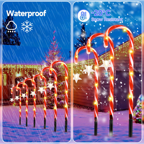 12 Packs Candy Cane Light Pathway, Outdoor Christmas Decorations 22’’ Solar Candy Cane Light Christmas Decorations Outside Solar Christmas Light Waterproof with 8 Modes for Garden Patio Yard