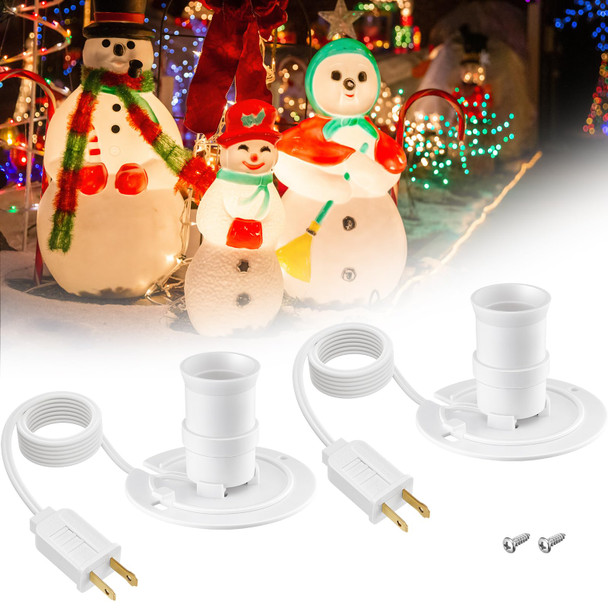 SURAIELEC 2-Pack Blow Mold Light Kit Replacement, Outdoor Blow Mold Lights with E26 E27 Socket, 3.5" Universal Light Plate for Blow Mold Santa, Wisemen, Halloween Christmas Village House, 5 FT Cord