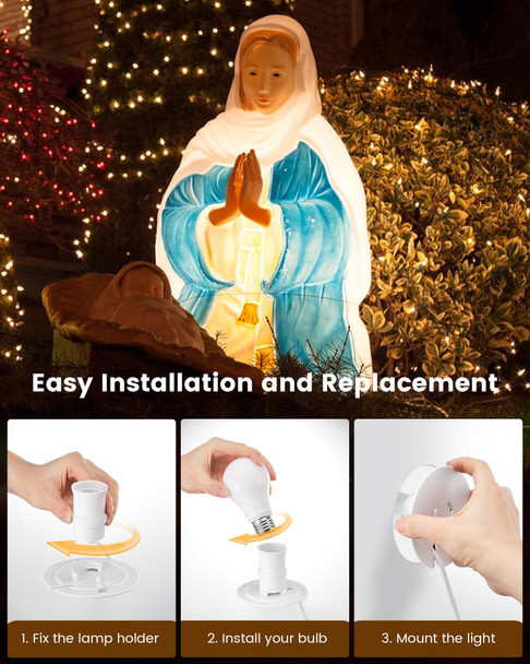 SURAIELEC 2-Pack Blow Mold Light Kit Replacement, Outdoor Blow Mold Lights with E26 E27 Socket, 3.5" Universal Light Plate for Blow Mold Santa, Wisemen, Halloween Christmas Village House, 5 FT Cord