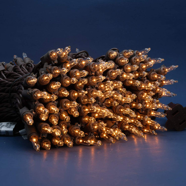 200 Count Clear Christmas Lights, Pack of 2 Strands 100 Count 33 ft Brown Wire UL Listed Holiday String Light (Clear)