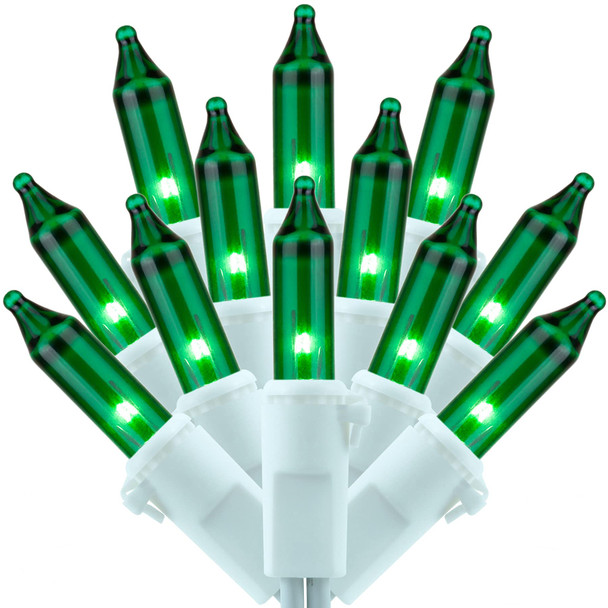 200 Count Green Christmas Lights, Pack of 2 Strands 100 Count 33 ft White Wire UL Listed Holiday String Light (Green)