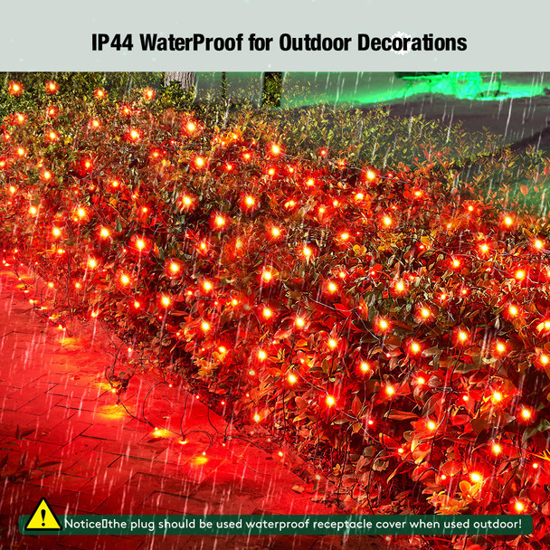 Led Red Christmas Net Lights Outdoor Christmas Bushes Lights 120Led 6ftx5ft, Connectable Outdoor Indoor Christmas Mesh Net Lighting for Holiday, Garden, Shrubs, Trees, Bushes Decorations