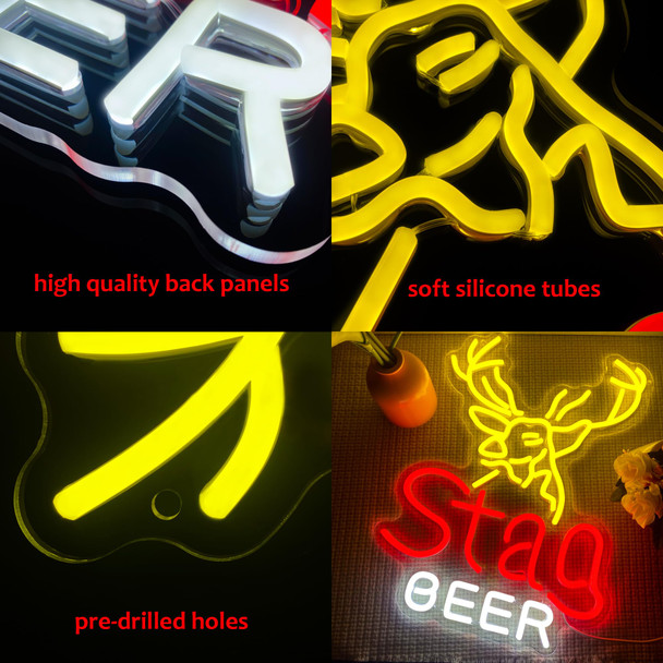 Symone Beer Neon Signs for Wall Decor,Dimmable Beer Deer Led Neon Light,USB Powered Business Signs for Man Cave Bar Pub Restaurant Party Christmas Birthday s（17.1 12.8in）