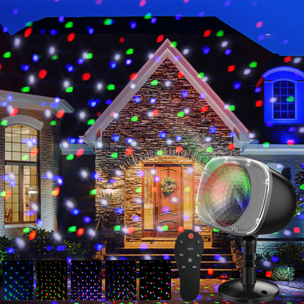 Christmas Projector Lights Outdoor, RGBW Christmas Snowfall Projector Lights Rotating Falling Snow Projector with Remote Control Landscape Lights for House Yard Garden Halloween Christmas Decor