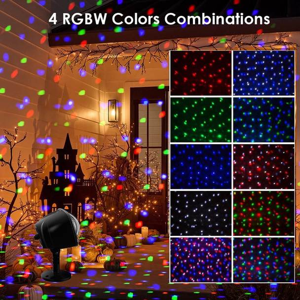 Christmas Projector Lights Outdoor, RGBW Christmas Snowfall Projector Lights Rotating Falling Snow Projector with Remote Control Landscape Lights for House Yard Garden Halloween Christmas Decor