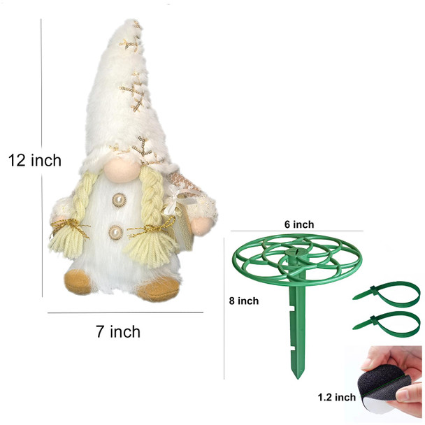 Gnome Christmas Tree Topper with with Lights Tree Topper Holder 12 Inch Tomte Gnome Christmas Ornaments Santa Gnomes Plush Christmas Decorations Holiday Home Décor White
