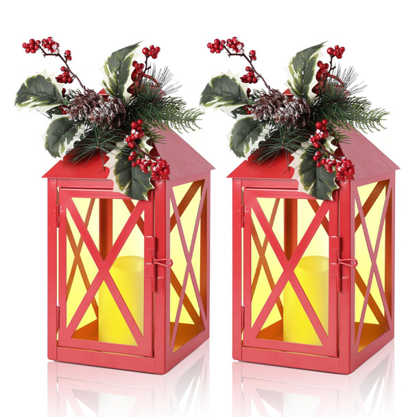 Taman Christmas Lantern,2 Pack Hanging Lights LED Decorative Candle Light Waterproof Umbrella Lights for Christmas Patio Garden, Table,Party Decor,