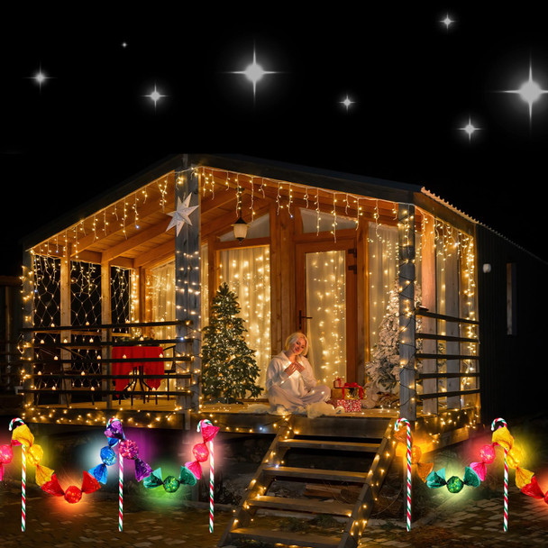 1 Pcs 10 Feet Christmas Candy String Lights, 12 Candy Garlands with Light Strings DIY Colorful Candy Cane Rope Lights for Indoor Outdoor Hanging Christmas Tree Decorations