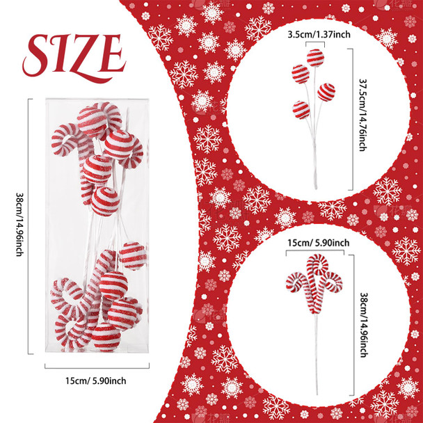 4pcs Set Christmas Ornaments, Christmas Tree Woolen Red White Candy Cane Curly Pick, Christmas Tree Topper Decorations Home Vase Holiday Party Supplies