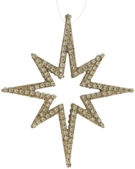 The Bridge Collection Jewel Beaded Cutout Star Ornament - Moravian Star Christmas Ornament - Star of Bethlehem