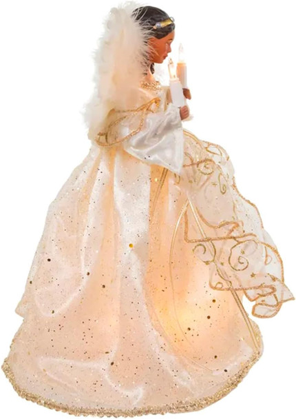 The Bridge Collection 12" African-American Angel Tree Topper - Angel Tree Topper - Lighted Tree Topper - Christmas Angel Decor