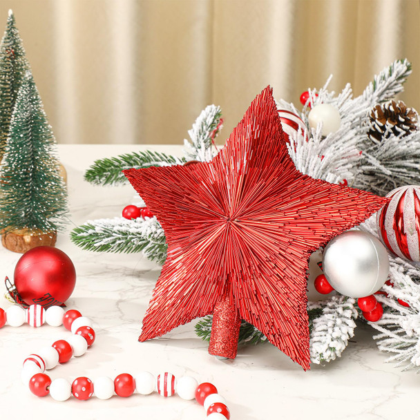 8.3 Inches Christmas Tree Topper Ornament Tree Top Star Decoration Small Star for Christmas Tree Top Xmas , Estrella para Arbol De Navidad Star for Christmas Tree (Xmas Red)