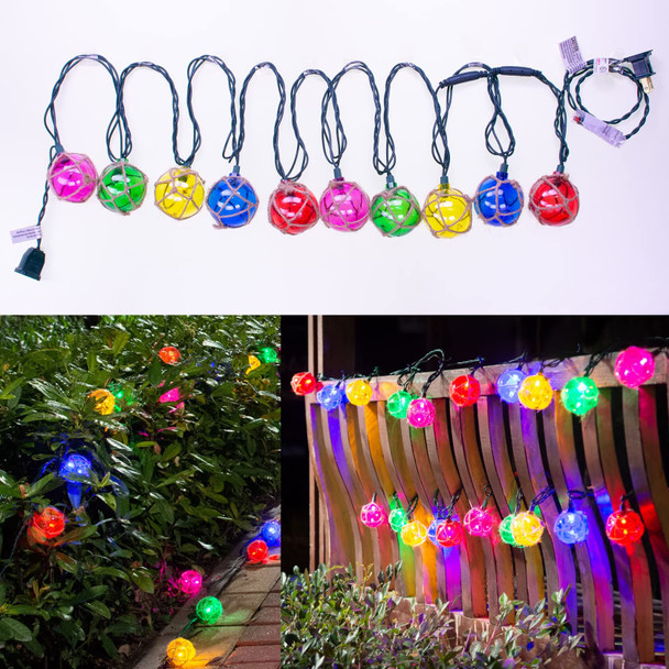 Nautical Lights String Plug in , 10 LED Buoy String Lights Home Tiki Bar Decorations, Nautical Fishing Float String Lights Coastal Beach Theme for Lanai Bedroom Patio Porch Outdoor Nautical Decor