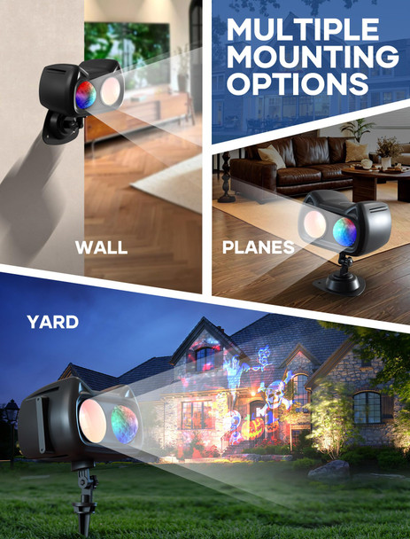 Halloween Christmas Projector Lights Outdoor Indoor, 2 in 1 HD Remote Control 60 Pattern Led Holiday Projector Light, IP44 Waterproof Decorations, Landscape Decor Outside for Xmas Yard Party