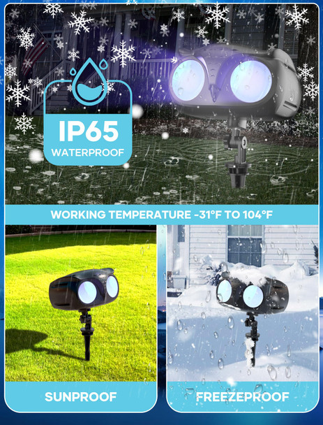Christmas Snowflake Projector Lights, Indoor Outdoor Holiday Projector Light with Remote Control, IP65 Waterproof Double Head Landscape Decorative for Xmas Party Year Wedding Garden Patio Decor