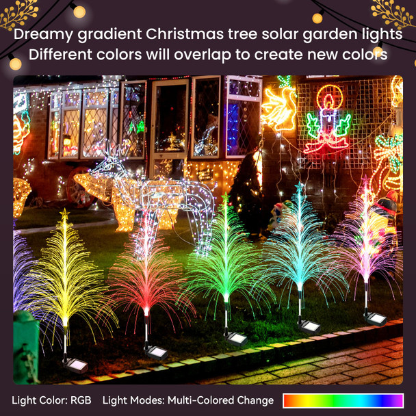Christmas Solar Garden Light 4 Packs with Multi-Colored Change, Auto ON/Off Garden Solar Light, Solar Light for Garden, Porch, Christmas and Festival Decoration (Height: 35.8 Inch)