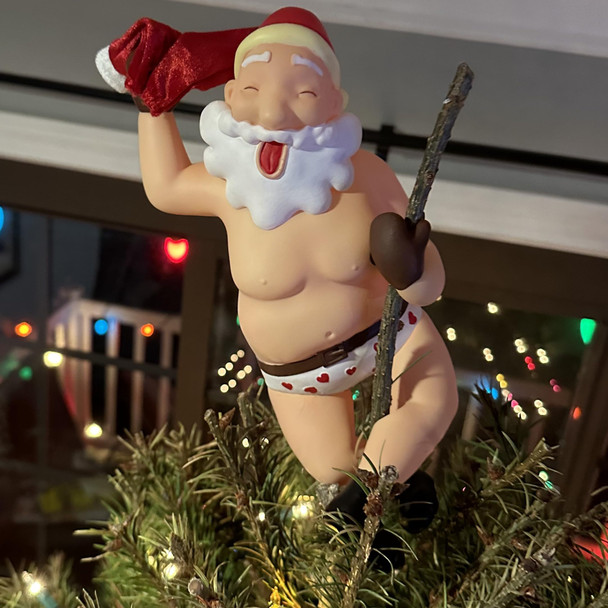 Tree Buddees Stripping Santa Funny Stripper Christmas Tree Topper - Large 10"