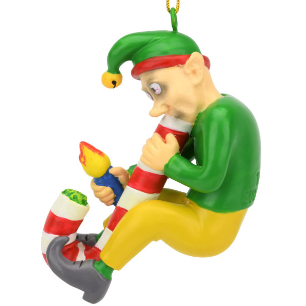 Tree Buddees Candy Cane Bong Elf Funny Weed Christmas Ornament