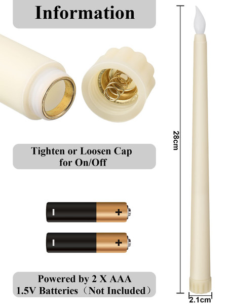 Treela 72 Pcs Flameless LED Taper Candles Battery Operated Candles Bulk 11 Inch Flickering Fake Candles with Warm Light for Christmas Church Valentine's Day Wedding Party, Battery Not Included