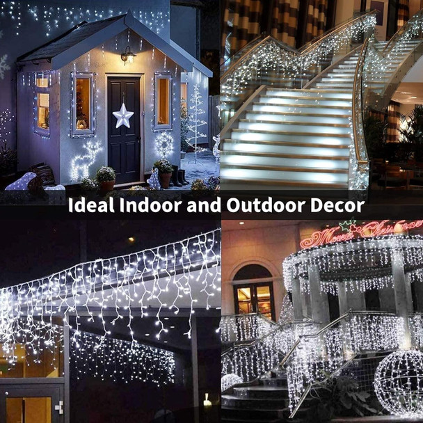 LED Icicle Lights Outdoor 32.8FT, Cool White 400 LED Christmas Indoor Decorations String Lights with Timer Remote, Plug in Waterproof 8 Modes Twinkling Fairy Lights for Xmas, Thanksgiving, Party, Yard