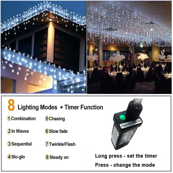 LED Icicle Lights Outdoor 32.8FT, Cool White 400 LED Christmas Indoor Decorations String Lights with Timer Remote, Plug in Waterproof 8 Modes Twinkling Fairy Lights for Xmas, Thanksgiving, Party, Yard