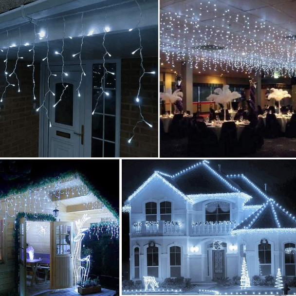 LED Icicle Lights Outdoor 32.8FT, Cool White 400 LED Christmas Indoor Decorations String Lights with Timer Remote, Plug in Waterproof 8 Modes Twinkling Fairy Lights for Xmas, Thanksgiving, Party, Yard