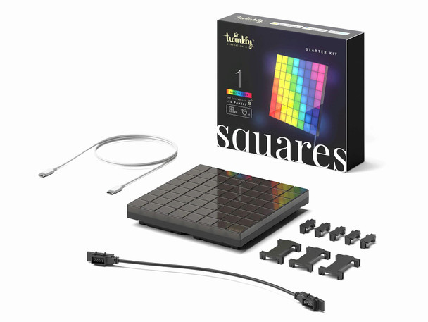 Twinkly Squares Master Panel, RGB LED Panel, Including 1 Main Panel and USB-C Power Supply, Compatible with HomeKit, Alexa and Google Home, Gaming Lights and Streaming, 16M+ Colors Twinkly Squares Master Panel, RGB LED Panel, Including 1 Main Panel and USB-C Power Supply, Compatible with HomeKit, Alexa and Google Home, Gaming Lights and Streaming, 16M+ Colors