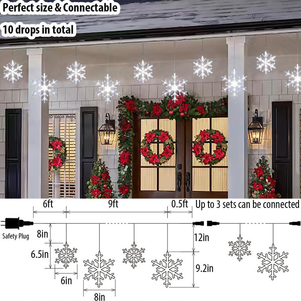 Christmas Snowflake Lights with 10 Drops, 9ft 150 LED Twinkling Cool White Icicle Christmas Lights, Waterproof Connectable Hanging Lights for Indoor Outdoor Eaves Window Curtain Porch Xmas Décoration Christmas Snowflake Lights with 10 Drops, 9ft 150 LED Twinkling Cool White Icicle Christmas Lights, Waterproof Connectable Hanging Lights for Indoor Outdoor Eaves Window Curtain Porch Xmas Décoration