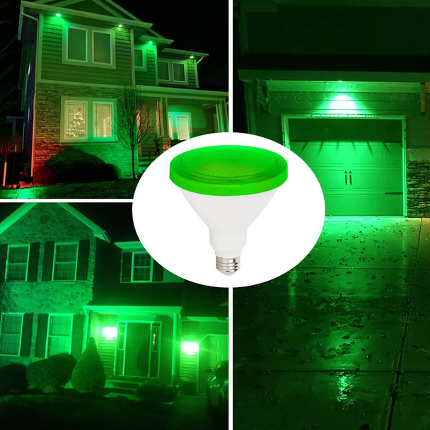 Green Colored Flood Light Bulbs - 15W(100W Equivalent) Green Bulb, Green Led Bulb with E26 Base Perfect for Porch, Christmas, Indoor, Outdoor, Party Decoration, Home Lighting, 2 Pack