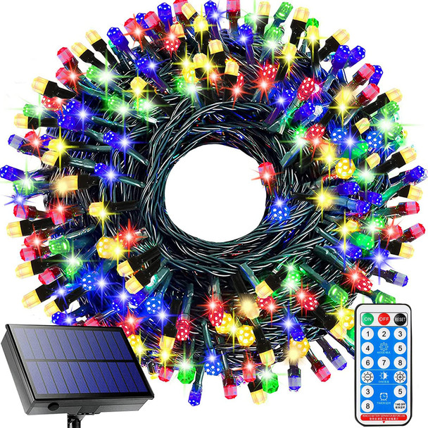 Solar String Lights Outdoor,115 Ft 300 LED Solar Christmas Lights with Remote,8 Modes Waterproof Patio Lights for Christmas Tree Patio Yard Garden Party Decor (Multi-Colored)
