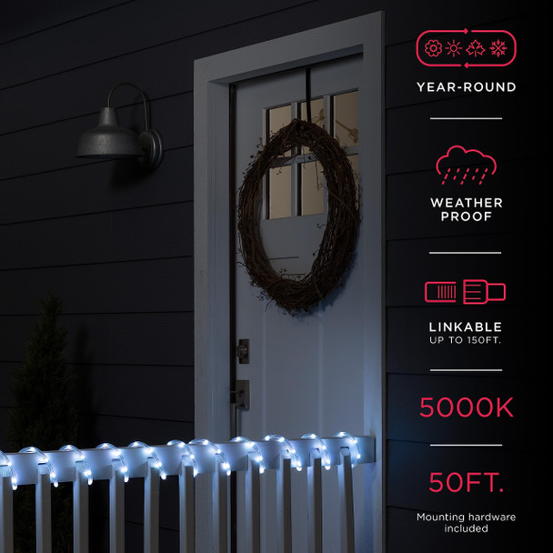 UltraPro LED Rope Lights, 50ft Classic Clear Rope, Cool White Light 5000K, Indoor/Outdoor, Flexible, Linkable, Durable, Rope Lights Outdoor, 54846