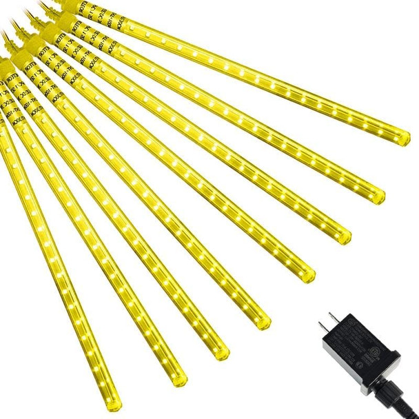 Christmas Lights Outdoor, 288 LED 8 Tube 12 Inch Meteor Shower Rain Lights, Plug in Falling Icicle Lights Christmas Decoration for Xmas Tree Yard House Décor (Warm White)