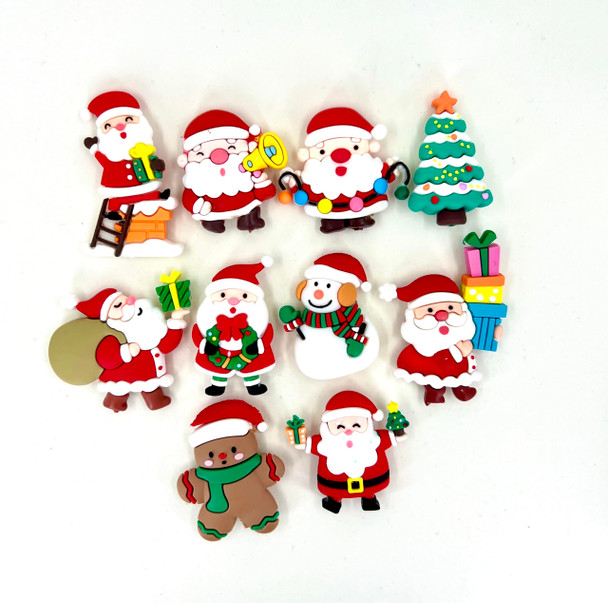 10pcs Christmas Cake Topper Dessert Ornament Santa Claus Cake Topper Merry Christmas Home Party Baking Decorations
