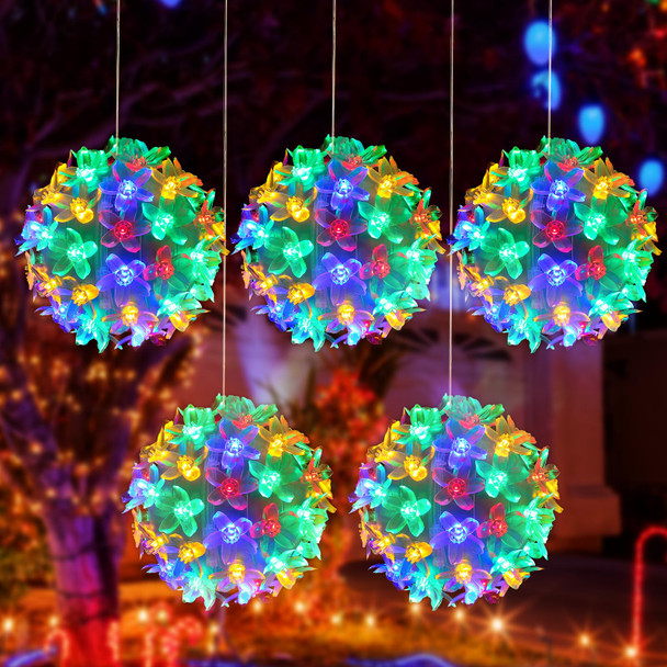 VIHOSE 5 Pack Starlight Sphere Lights 4.3 Inch Outdoor Balls Lights Hanging Tree LED Lights Waterproof Sphere Globe Light for Weeding Tree Outdoor Indoor Party Yard Lawn(Colorful, 4.3 Inch)