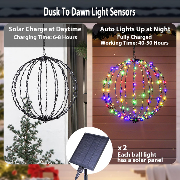 176 LED 13” Outdoor Christmas Light Balls, Solar Hanging Lighted Sphere Balls Lights, Prelit Fold Large Rechargeable Waterproof, Globe Light Ball for Outside Indoor Tree Eave Garden Decorations -2pack 176 LED 13” Outdoor Christmas Light Balls, Solar Hanging Lighted Sphere Balls Lights, Prelit Fold Large Rechargeable Waterproof, Globe Light Ball for Outside Indoor Tree Eave Garden Decorations -2pack