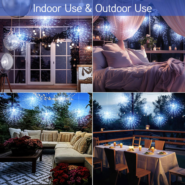 Bursting Star String Lights Christmas Lights, 225 LED 8 Modes Dimmable with Remote Control, Waterproof Copper Wire Decorative Hanging Star Lights for Party Patio Garden Decoration (White, 4PC)