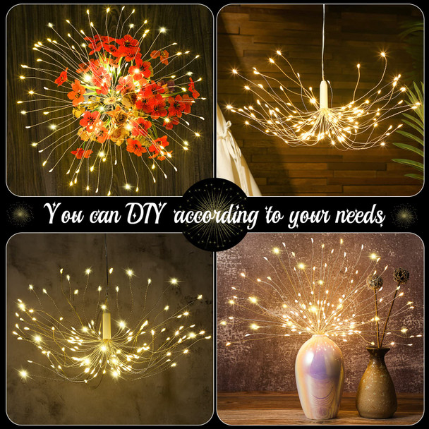 Treela Firework Lights Copper Wire Lights Waterproof 120 LED Lights 8 Modes Dimmable String Fairy Lights with Remote Control for Christmas Indoor Outdoor Tent Patio Decor