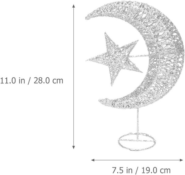 Uonlytech Wrought Iron Christmas Tree Topper, Glittering Star and Moon Tree Topper for Christmas Tree Home Outdoor Decorations(Silver 20cm)
