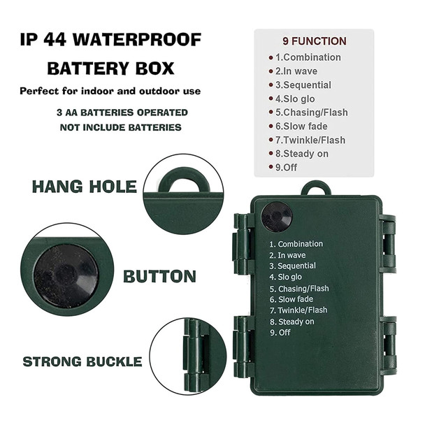 2 Pack Battery Operated Christmas Lights, Total 100LED 32FT Christmas Lights Outdoor, Waterproof Mini String Tree Lights with 8 Modes, Decorations for Indoor Patio Garden Party Decor (Warm White)