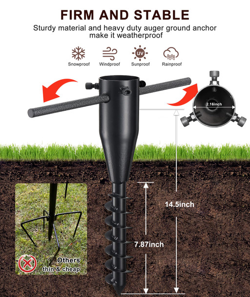 String Light Poles - White 10FT Outdoor Light Poles for String Lights Hanging, Waterproof Patio Light Poles for Outside with Heavy Duty Spiral Ground Anchor for Backyard, Yard, Garden, Deck