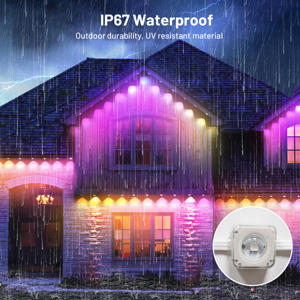 Intelligent Permanent Outdoor Light 38 ft 24 LED Eaves Light Outdoor Light Christmas Decoration Fully Illuminate Your Home During The Year Work with Alexa Google Assistant