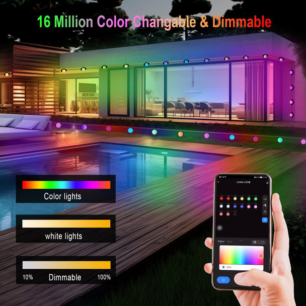 Smart Permanent Outdoor Lights Waterproof, 50FT 48LEDs Eaves Lights APP & Remote Control, Color Changing Outdoor Lights with DIY Modes for Party Holiday Christmas, Work with Alexa, Google Assistant