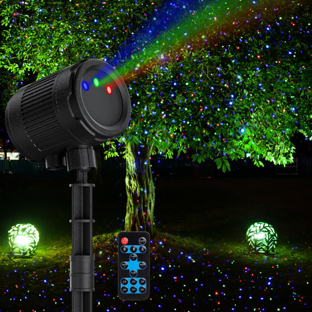 Laser Christmas Projector Lights Outdoor, 3 Color Laser Light Projector, Firefly Lights Show with RF Remote, Waterproof, Indoor Holiday Decoration, Christmas , Wedding, Home Decor, Party, Garden